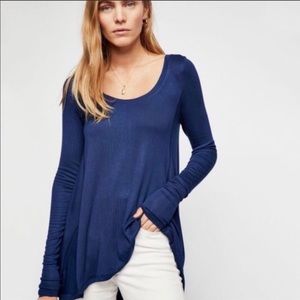 Free People Blue Thermal Top